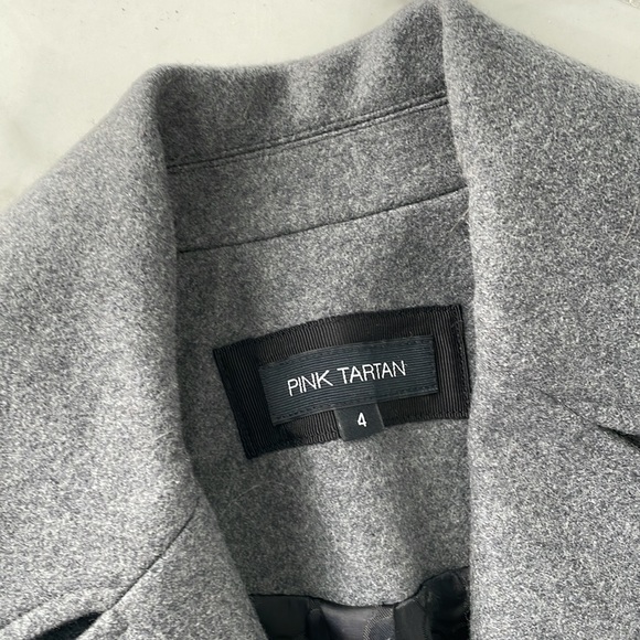 Pink Tartan military style coat/pea coat - Picture 3 of 13